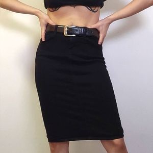 Knee Length Black Jean Skirt